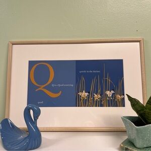 “Q is a Quail” Unpublished Alphabet Children Book Lithograph Wall Hanging Frame
